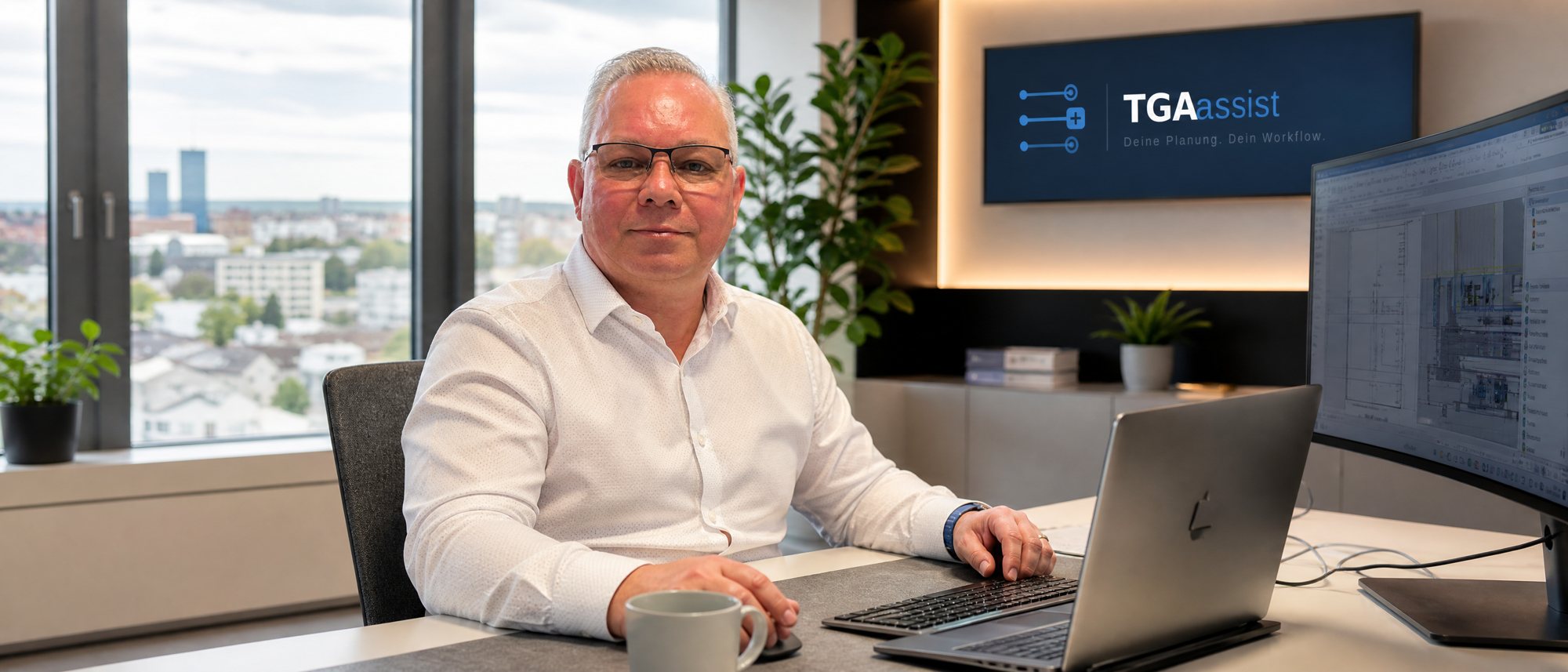 Thomas Wolff bei der TGA-Planung am Arbeitsplatz